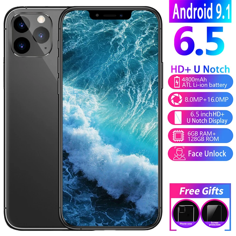 

Phone 11pro 6.5 Inch HD Screen Android 9.1 FaceID 8MP + 16MP 8GRAM + 256ROM Free Shipping On Cheap Cellphones Smartphone