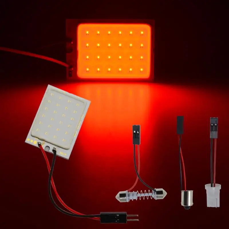 Red 2 шт. T10 удара 24smd Светодиодная панель для автомобиля супер белый авто Интерьер Чтение карта лампа светильник купол с фестонами BA9S 3 адаптер AC/DC 12V - Испускаемый цвет: Red
