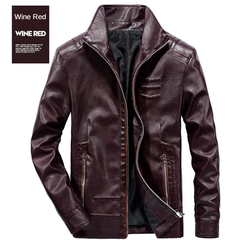 

Men's Spring and Autumn Korean Version of The Trend of Pure Color Leather Jacket Business Casual Slim Leather Soft Leather Jacke