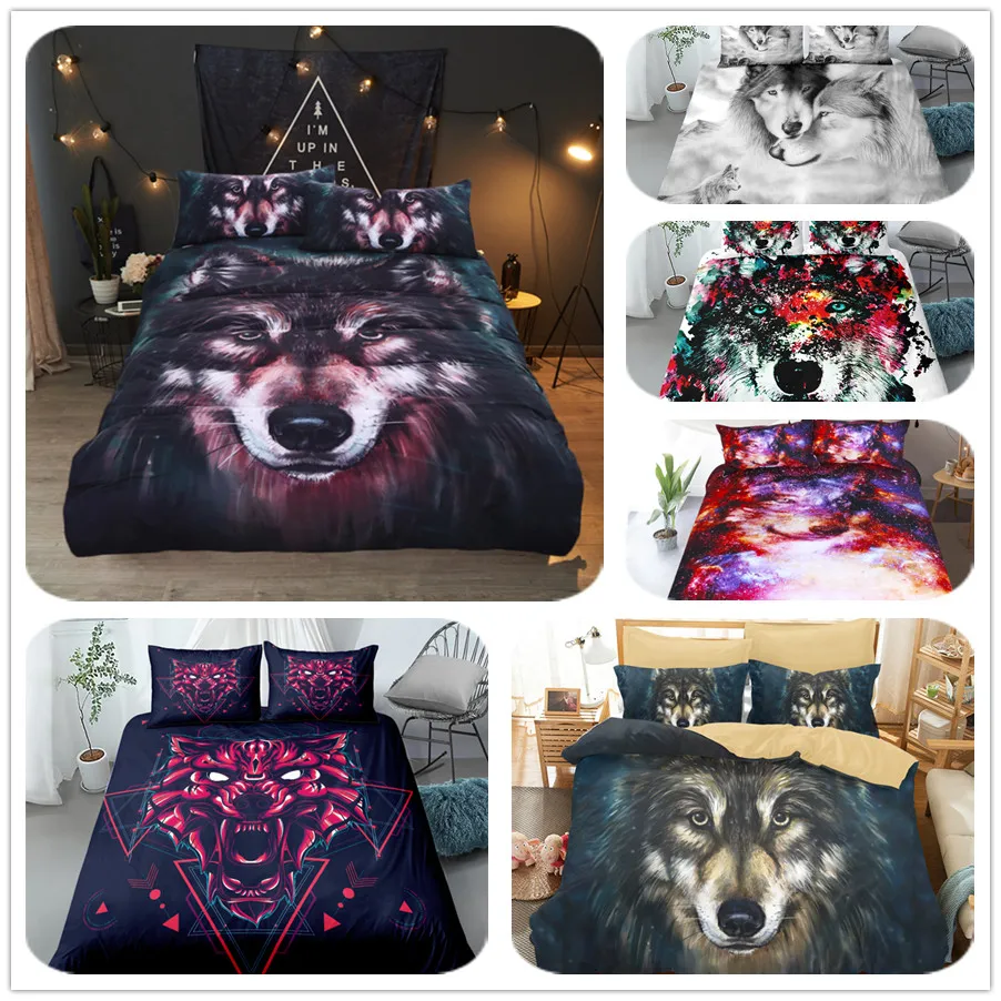 

painting wolf digital art duvet/doona cover set single twin double queen king cal king size bed linen set