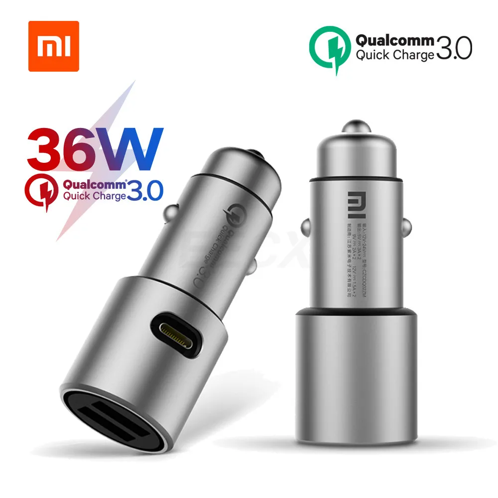 

Xiaomi Car Charger Original QC 3.0 Dual USB Quick Charge Max 5V 3A 36w For iPhone Samsung Huawei oppo vivo Xiaomi Car Charger