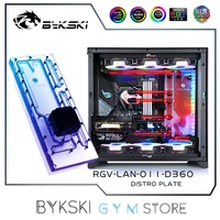bykski distro plate for lian li o11 dynamic case 2x 360 radiator water cooling loop solution 12v5v rgb sync rgv lan o11 d360