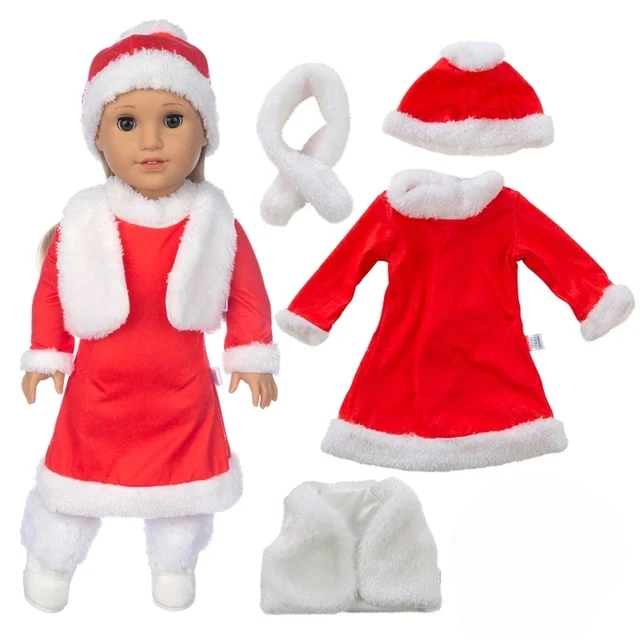 Новинка 2021 рождественское мягкое платье для американской девочки Одежда куклы 18