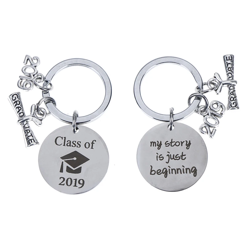 

Graduation Keychain Engraved Class of 2019 Grad Gift Keyring Stainless Keychain
