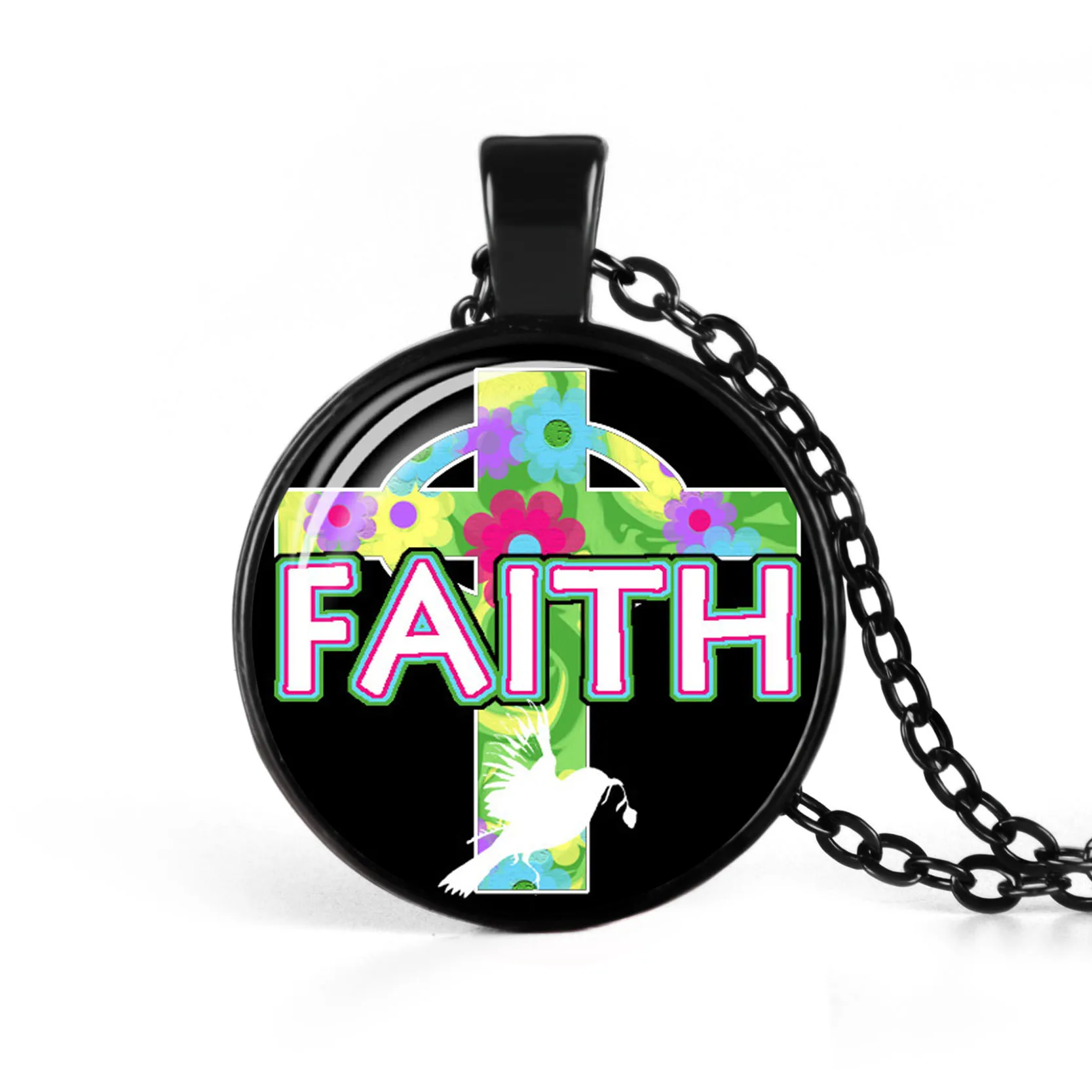 Новое креативное черное ожерелье с расслабляющими надписями подвеской из стекла