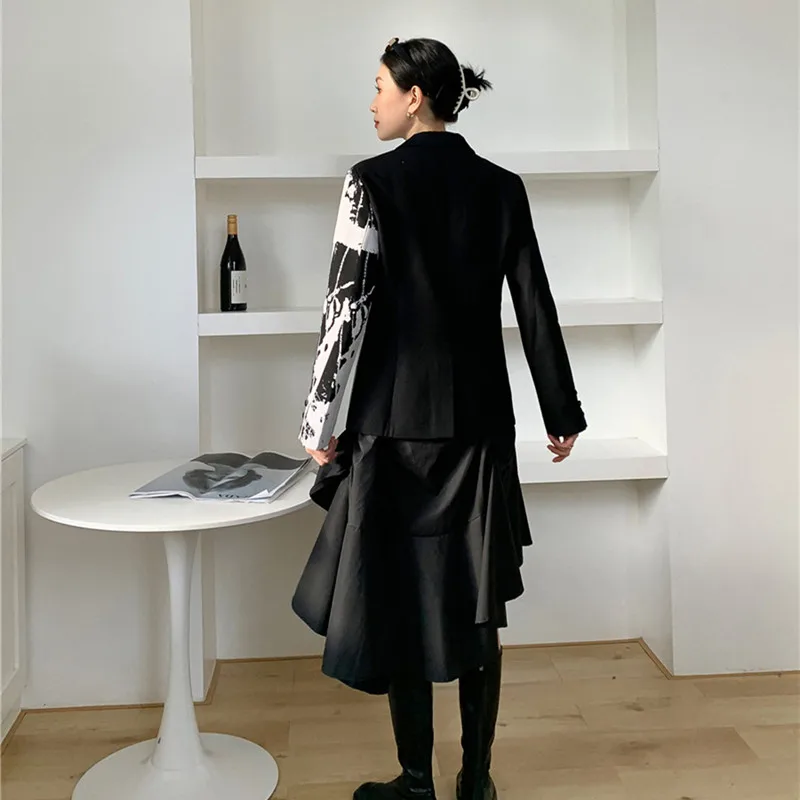 

Designed Hit Color Spliced Fashion Women Spring Autumn Slim New Coat Female High Street Brand Suit Ladies Casual Top ML377