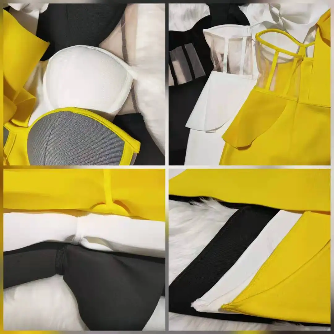 

2020 New Summer Fashion Women Bodycon Dress One Shoulder Bow Mesh Ruffle Sleeveless Bandage Dress Celebrity Party Evening Sexy