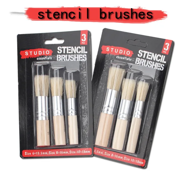 Деревянная кисть для трафаретов (3 шт.) рисования натуральной щетиной нанесения