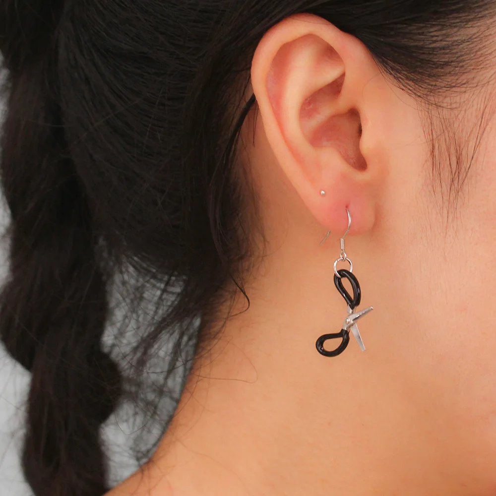 Trustdavis 100% 925 пробы серебряные милые маленькие черные серьги-ножницы для женщин и
