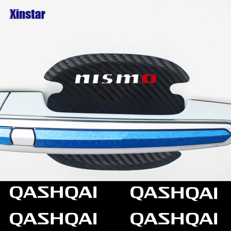 

4pcs Carbon Fiber Car Door Handle Sticker For Nissan Tiida Sunny QASHQAI MARCH LIVINA TEANA X-TRAI JUKE