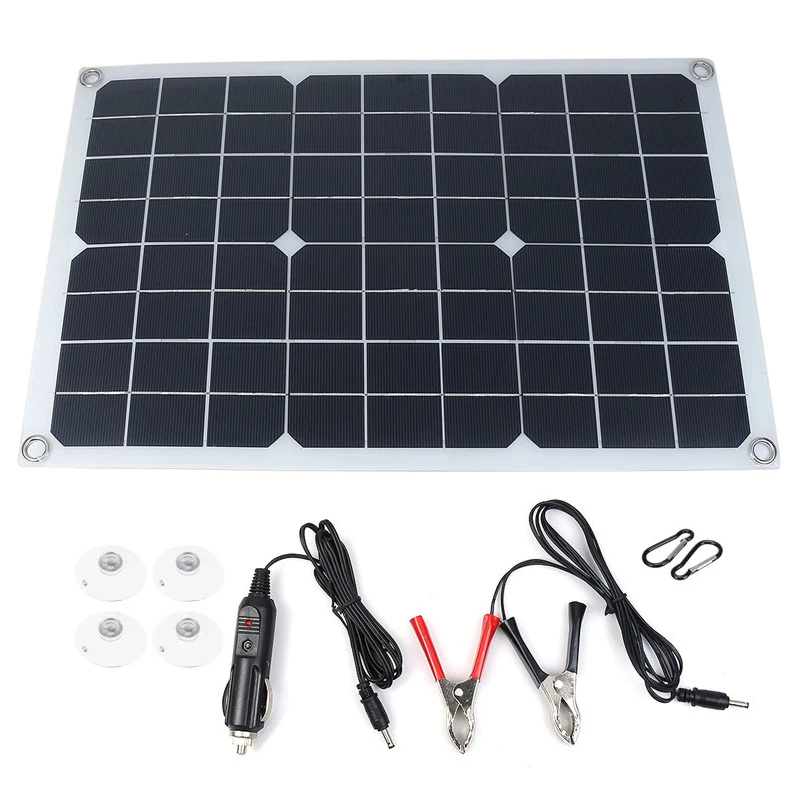

Портативный комплект солнечных панелей 20 Вт, 12 В с 10 А ЖК-дисплеем, контроллер заряда солнечных батарей, Монокристаллический Модуль