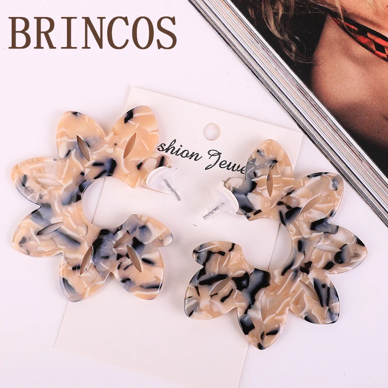 Версия handmadeCC сережки blueearringsblueearrings акриловые серьги женские орнаменты богемные золотые осыпающиеся ретро звезды корейские