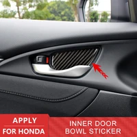 carbon fiber interior accessories inner door bowl modification protective cover trim stickers for honda civic 2016 2019