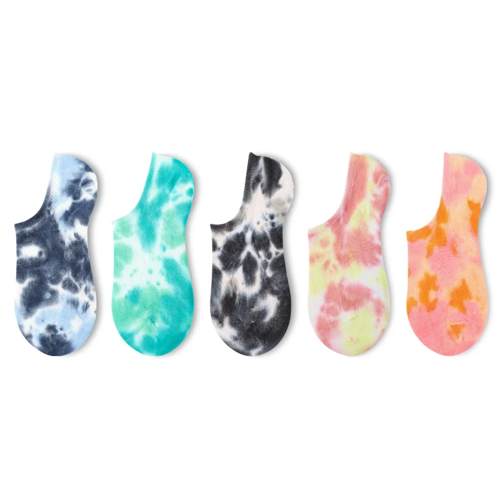 

Tie-dyed socks shallow mouth summer ins tide thin section tide brand sports hip-hop color boat socks cotton socks men
