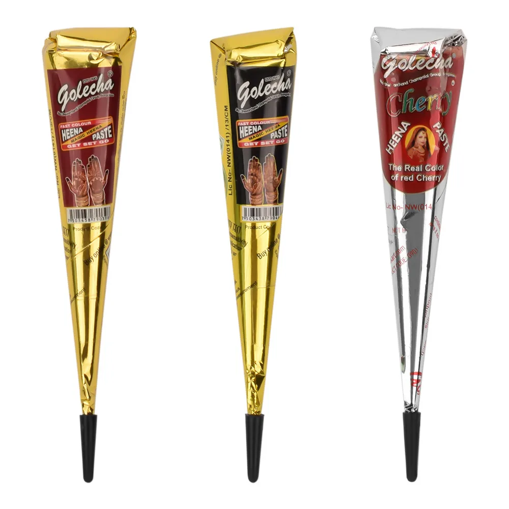 Индийская паста для татуировки хной черные коричневые красные конусы хны мужчин