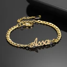 Браслет с именем, позолоченная цепочка из нержавеющей стали 18 карат, мужские и женские ювелирные изделия ручной работы, подарок