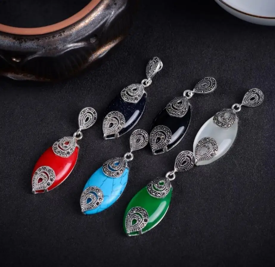 Женские серьги из серебра 925 пробы с натуральным нефритом | Украшения и