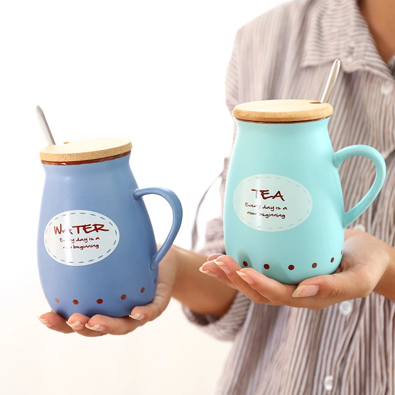 1 шт. короткая керамическая кружка с крышкой и ложкой кружки для кофе молока чая