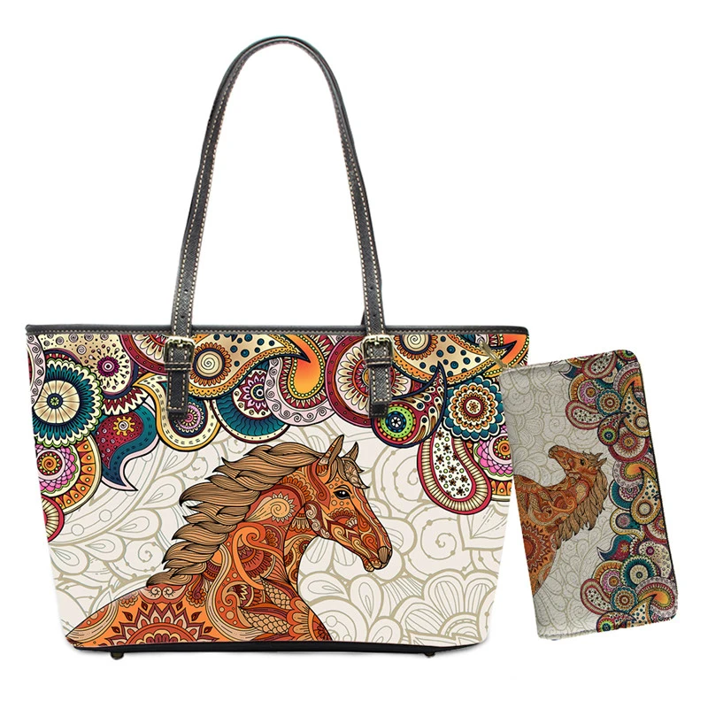 Повседневные женские сумки в африканском стиле с принтом мандалы и лошади на