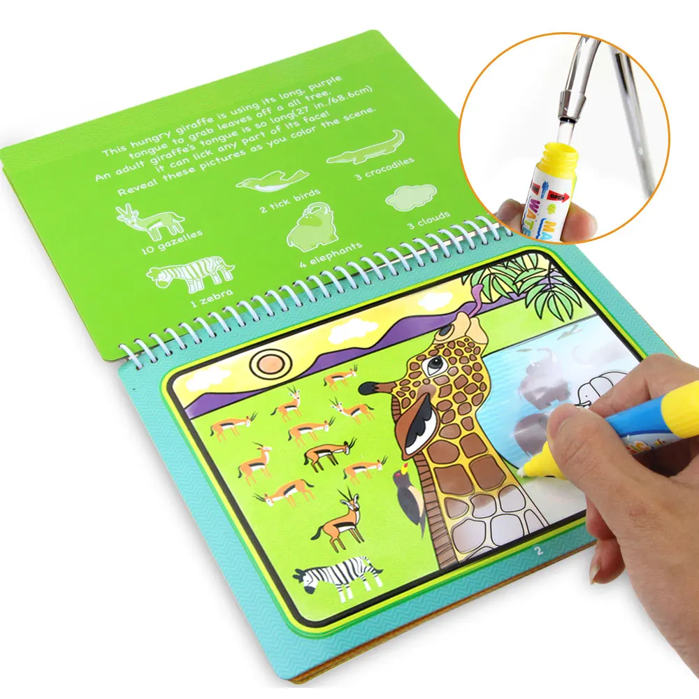

8 styles Magic Water Drawing Book Coloring Doodle & Magic Pen Drawing Toys early education For Kids Birthday Gift J0364