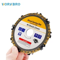 workbro 2pcs 5 inch grinder wood carving chain disc angle grinder disc chain saw plate center hole circular chainsaw wheel