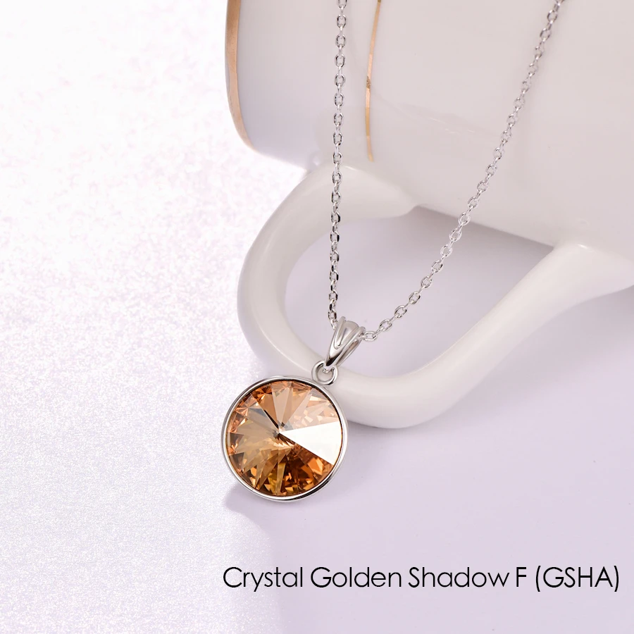 Ожерелье с кристаллами Swarovski, новая мода, круглый камень Bella RIVOLI, ожерелье с кулоном для женщин, элегантные вечерние ювелирные изделия на свадьбу - Окраска металла: CRYSTAL-GSHA