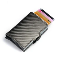 yambuto fashion carbon fiber credit card holder wallet rfid men business hasp wallet new male coin purse id holder with zipper