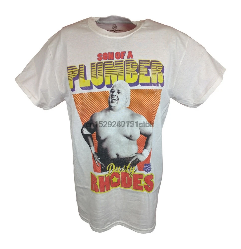 Мужская белая футболка с изображением пыльного сына сантехники Родоса|Мужские