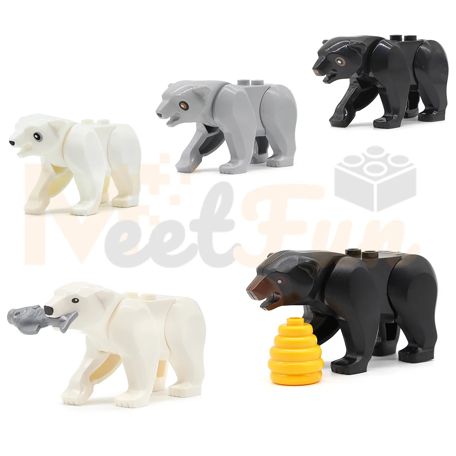 

Распродажа блокирующих строительных блоков с животными, медведь MOC, образовательные и креативные игрушки «сделай сам» для детей, новогодни...