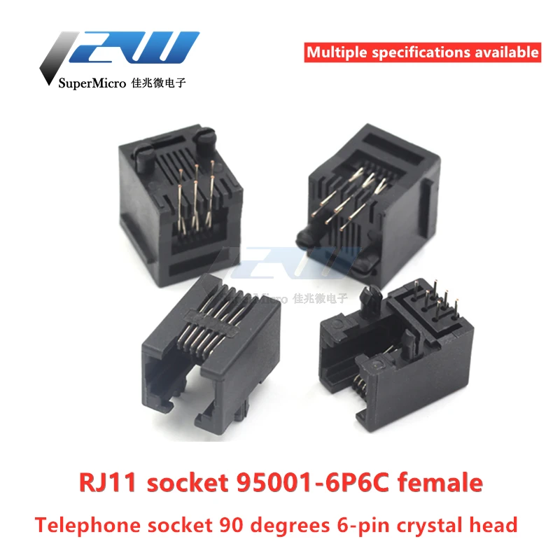 Розетка для телефона RJ11 95001-6P6C 20 шт./лот розетка 6P6C RJ12 90 градусов 180 6 ядер