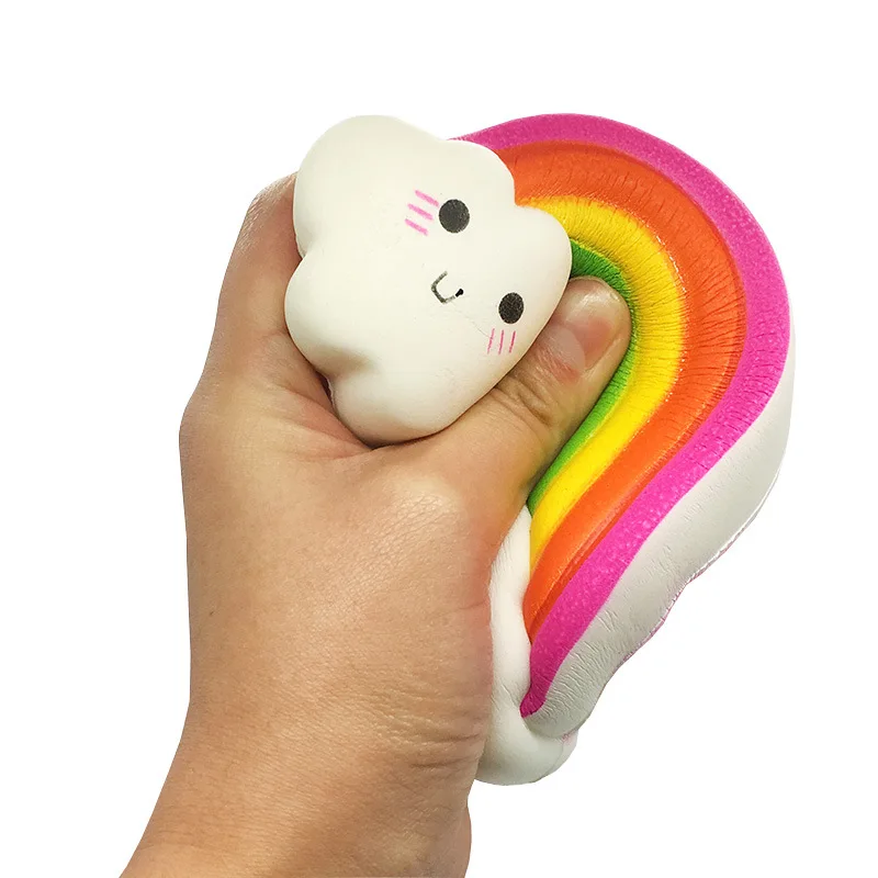 1 ud. Arco Iris Kawaii nube blanca juguetes para apretar suaves para ni&ntilde;os adultos crecimiento lento perfumado apretar alivio del estr&eacute;s juguetes chico regalo de Navidad-0