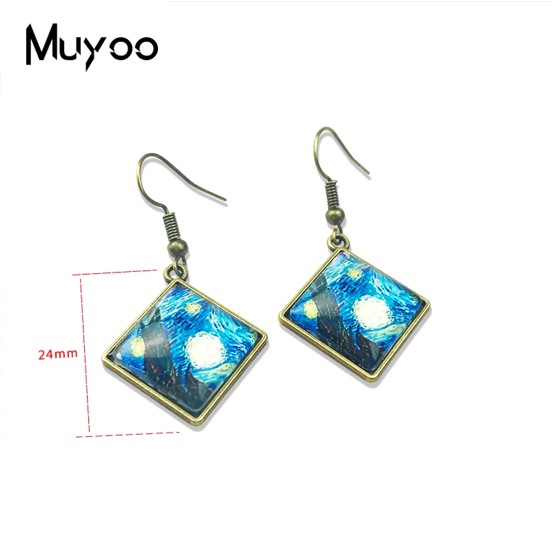 Красивый пейзаж винтажные картины маслом серьги-Крючки с ромбами Знаменитые