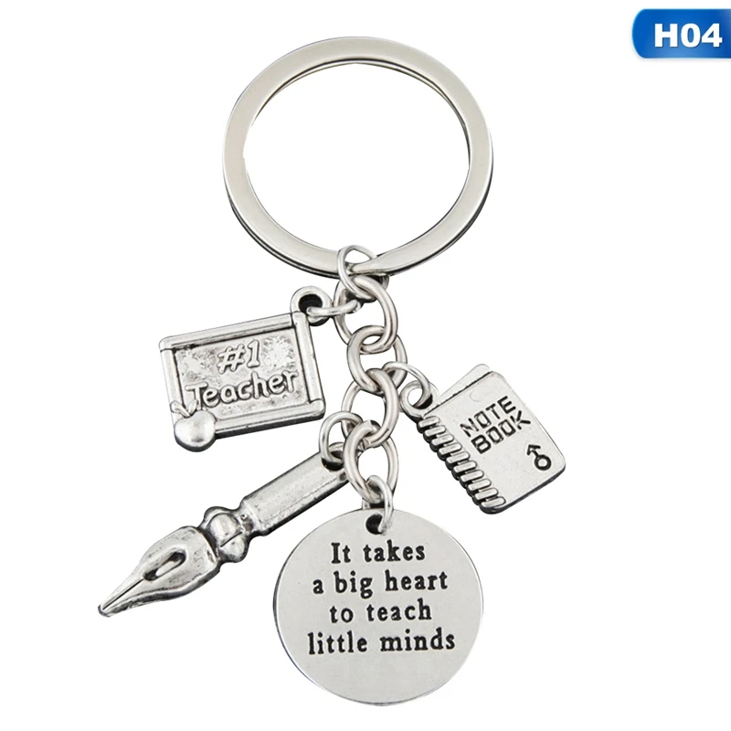 Брелки для учителей с большим сердцем обучения маленьким умам брелок ключей