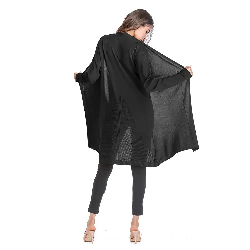 Yiwa Женская куртка одноцветная с отверстиями трикотажное пальто кардиган шаль