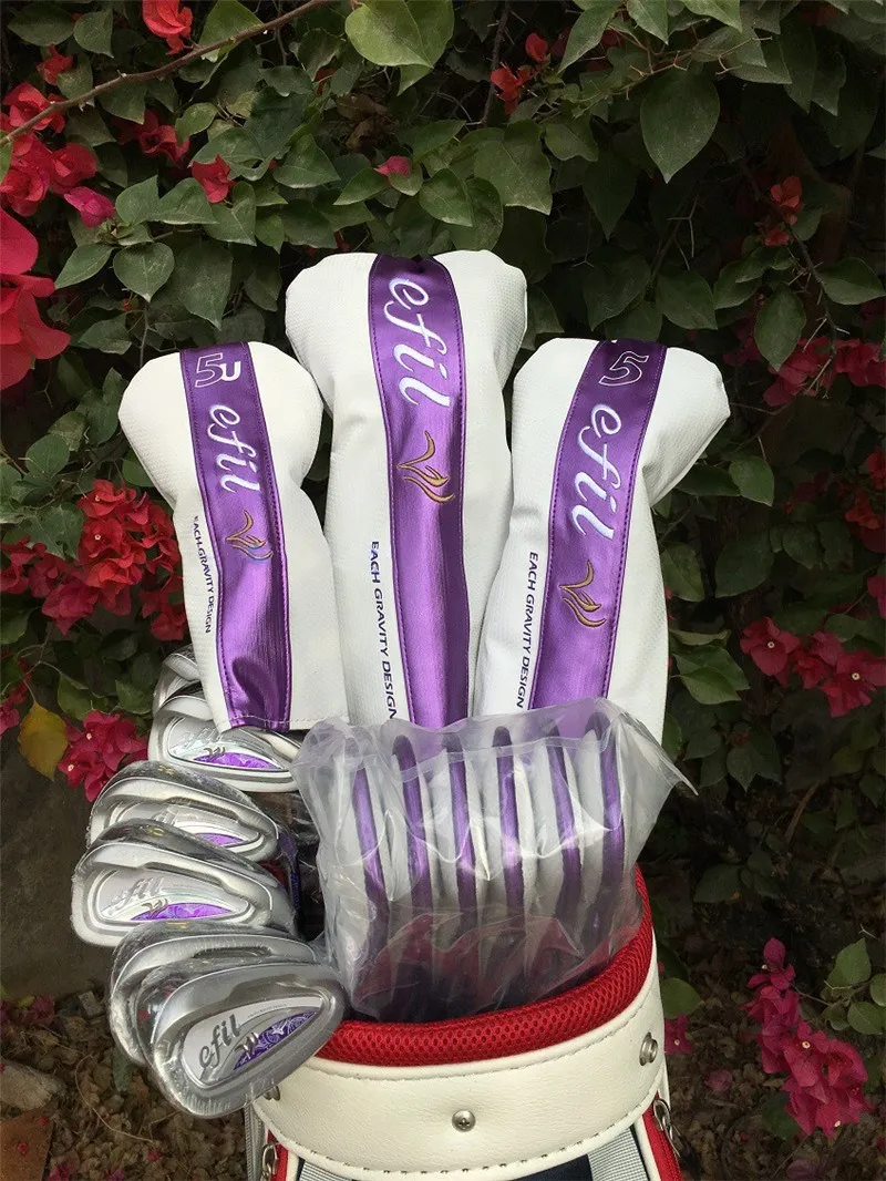 Новые женские Гольф-клубы полный комплект Efil фиолетовых гольф-клубов графитовых