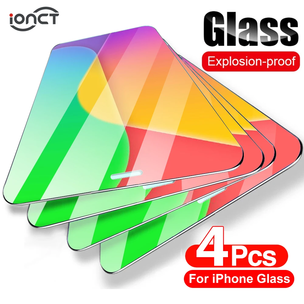 4PCS защитное стекло для айфон 12 7 8 6 Plus защитная пленка экрана на X XS XR 11 Pro Max Mini