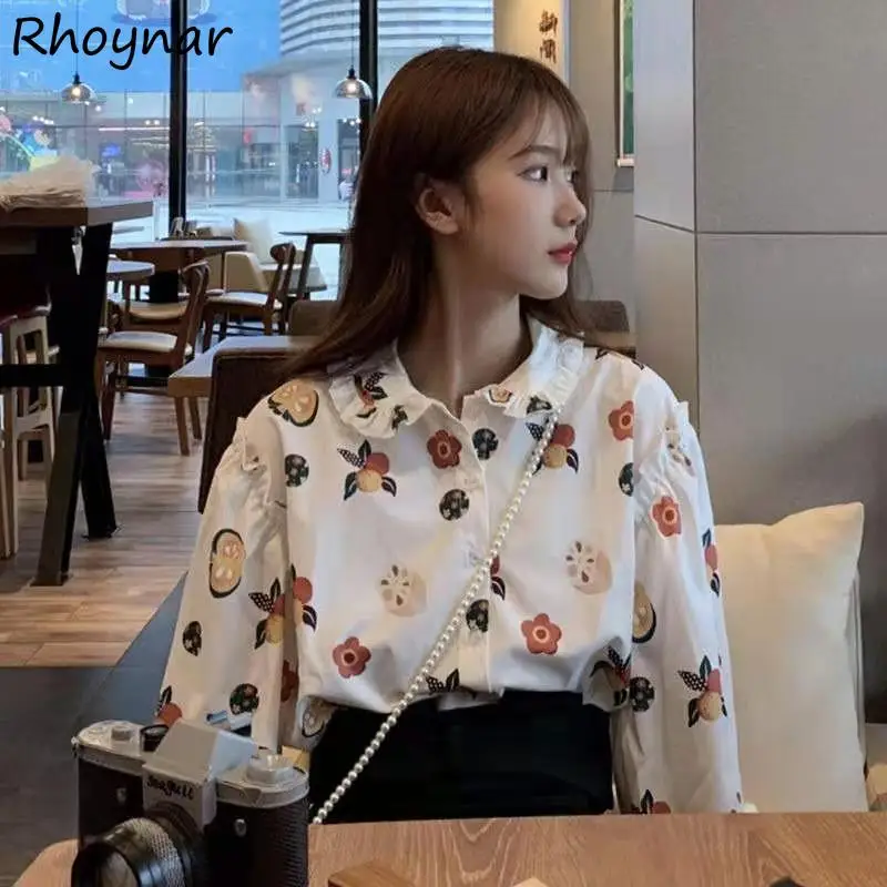 

Long Sleeve Shirts Women Cartoon Japanese Style Kawaii Students Girls Preppy Version Leisure All-match Tops Female Trendy Cozy
