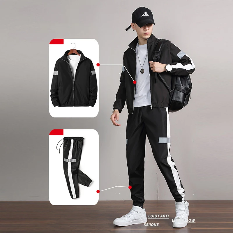 Мужской спортивный костюм из куртки и брюк повседневный японский 2 предметов