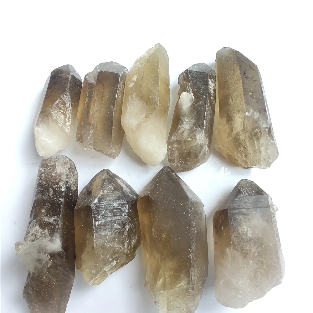 

Natural Black Crystal Tea Topaz Healing Stone Point Column Mineral Ornament Magic Repair Home Decoration Decoration Gift