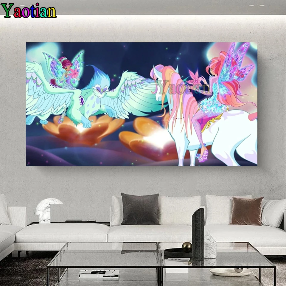 

Diy 5D Diamond Painting Cartoon unicorn and butterfly fairy 5D Embroidery With Diamonds Diy Diamond Mosaic Cross Stitch Kid Gift