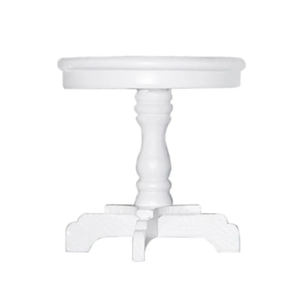 

1/12 Scale mini house Miniature Round Wooden Coffee Table (White)