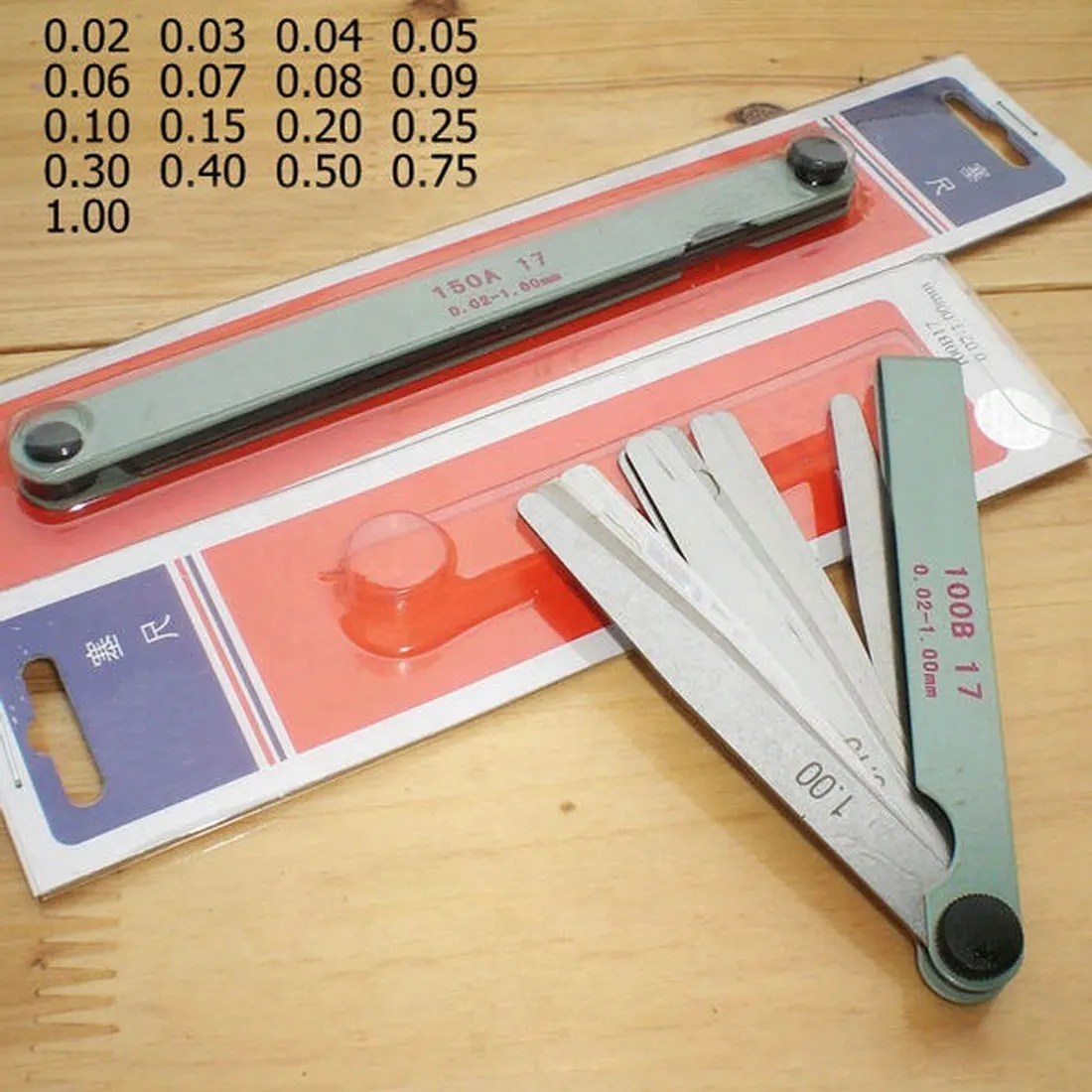 

17 Blades Spark Plug Thickness Gap Metric Filler Feeler Gauge Metric Measurement 0.02 to 1mm Steel Measuring Tools 100mm
