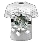 Футболки, одежда для девочек, Детская футболка с 3D изображением животных для мальчиков, детские летние футболки с изображением кота, Милые Забавные футболки для девочек, топы, женские футболки