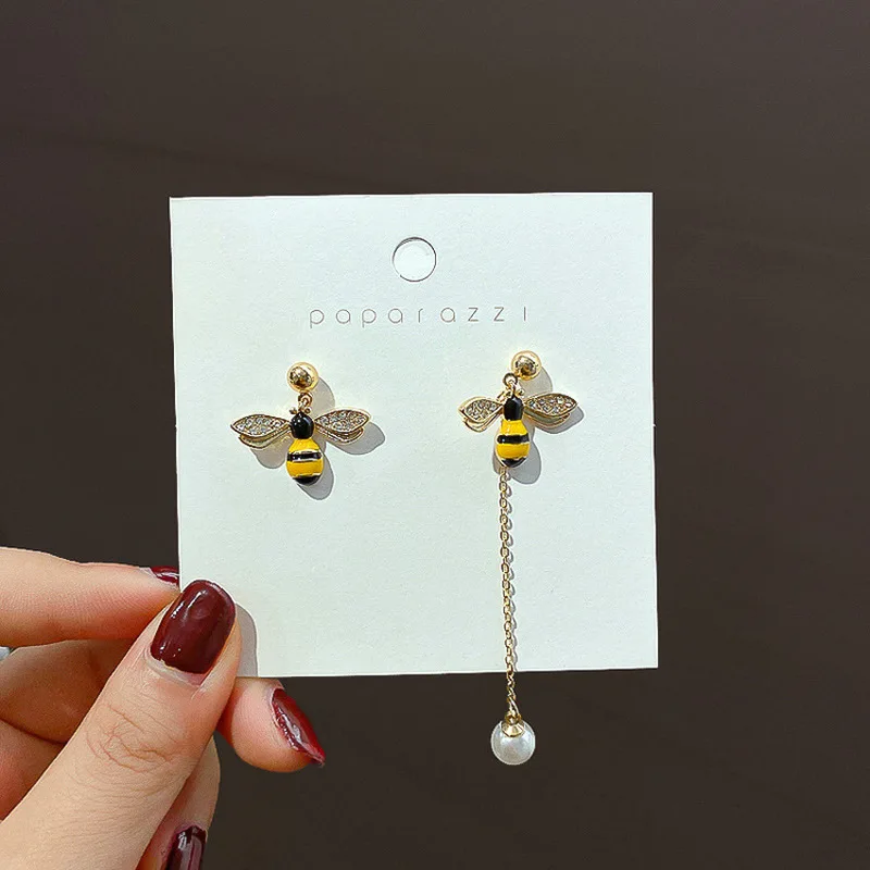 Серьги подвески женские Асимметричные с имитацией жемчуга и