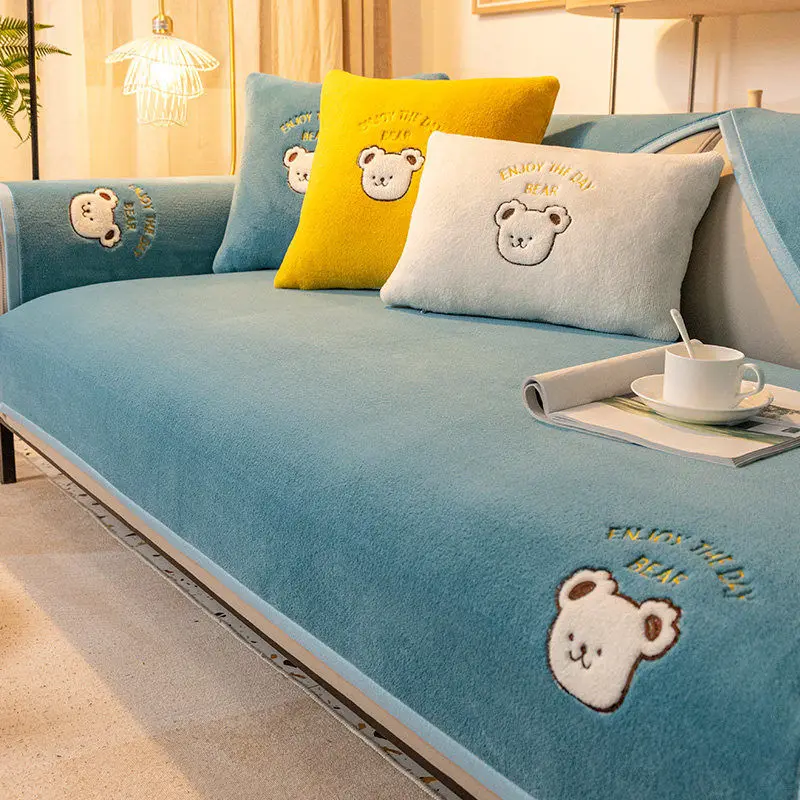 

Простой и современный фланелевый чехол для дивана, подушка, тканевый короткий плюшевый чехол для дивана, Нескользящие пользовательские чех...