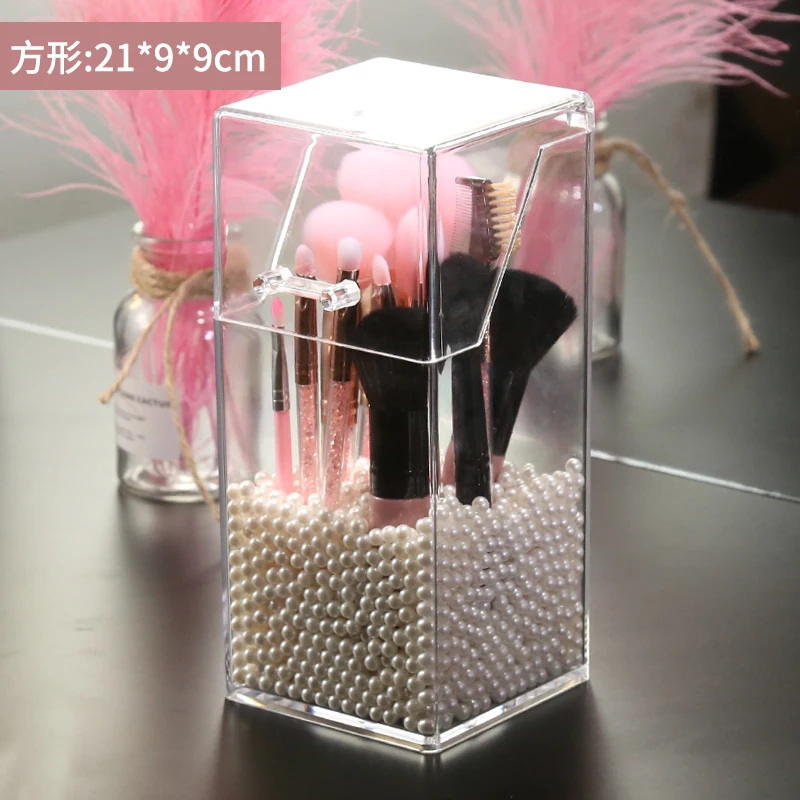 Multi-style Acrylic Makeup Organizer Cosmetic Holder Makeup Tools Storage Pearls Box Brush Accessory Organizer Box with Cover