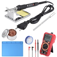 jcd lcd soldering iron kits with digital multimeter temperature adjustable 220v 80w solder iron kit esd insulation silicone pad