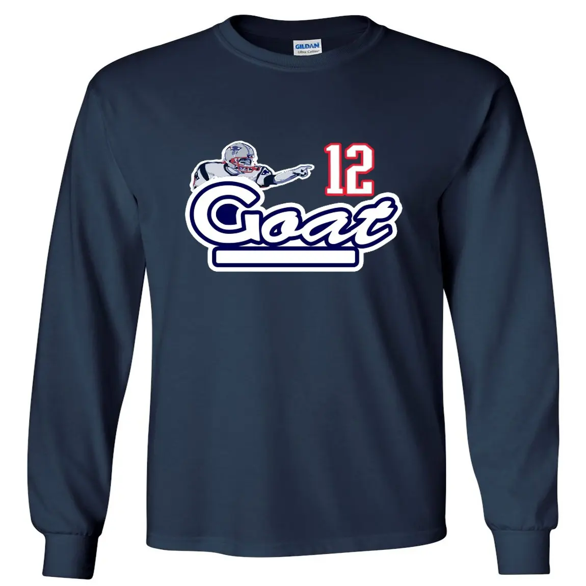 TSDFC с длинным рукавом темно синий Брэди Новая Англия футболка изображением козы