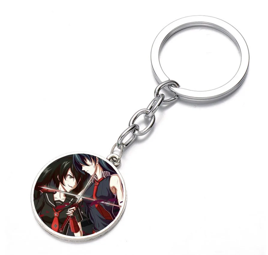 

Japan anime Akame ga KILL! Keychain Glass Dome Key Chain Bag Charm Pendant Holder Kids boy girl Keyring Gift