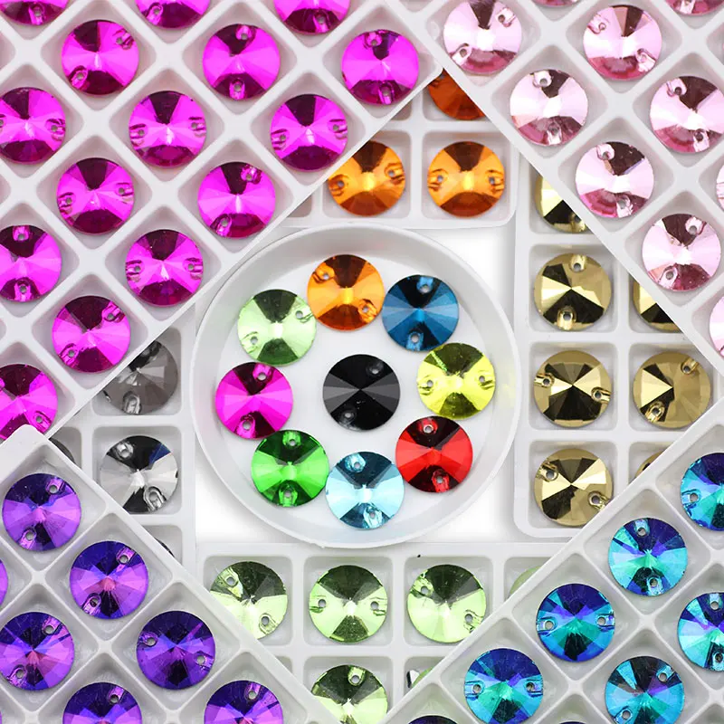 Description Picture 3 of itemRivoli Sew on rhinestones round beads Glass Crystal AB sewing rhinestone appliques DIY sewing crystal Rhinestones for needlework